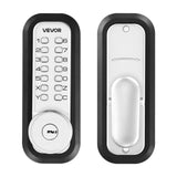 Mechanical Keyless Entry Door Lock, 2.0 Code Upgrade, 4-7 Digits Code, Single-Sided Push Button Combination Mechanical Keypad Door Knob, Auto Locking, for Garden Gates, Indoor or Outdoor, Silver