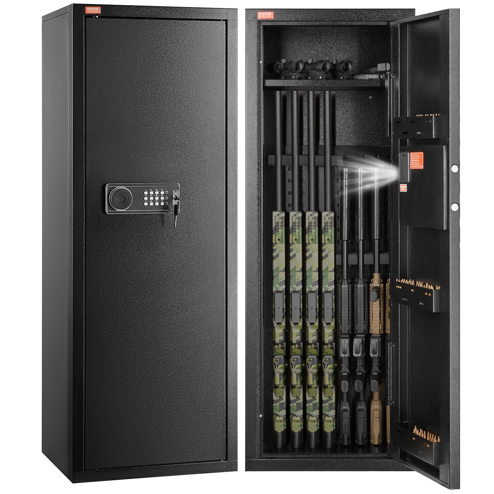 6-8 Rifles Gun Safe, Rifle Safe with Lock & Digital Keypad, Quick Access Tall Gun Storage Cabinet with Removable Shelf, Rifle Cabinet for Home Rifle and Shotguns