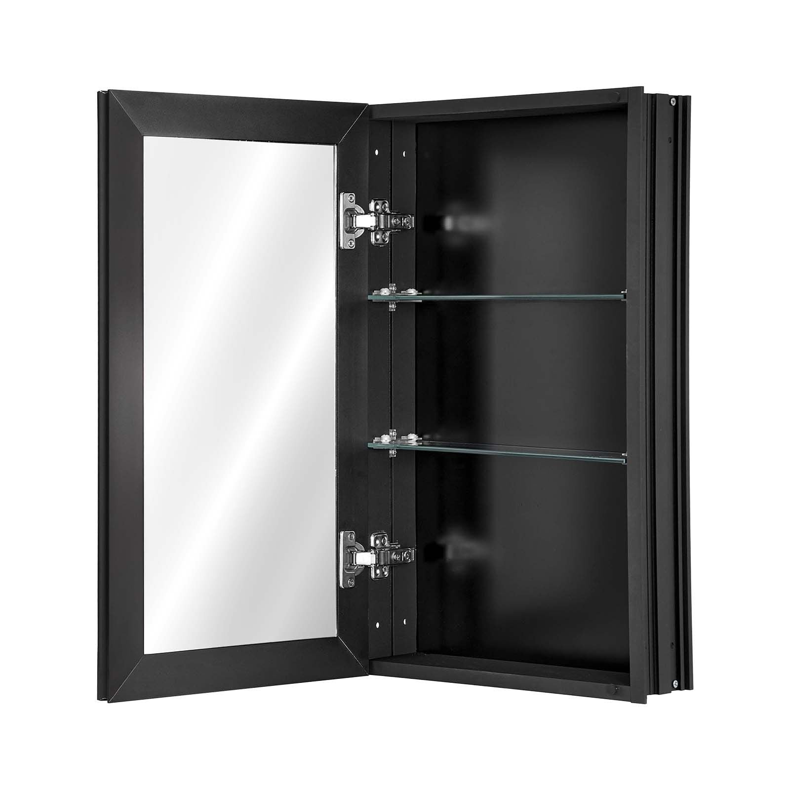 Medicine Cabinet, 14 x 24 inches, Medicine Cabinet for Bathroom with Mirror,  Aluminum Frame Bathroom Wall Cabinet, 2-layer Adjustable Shelves, Recessed & Wall-mounted Installation