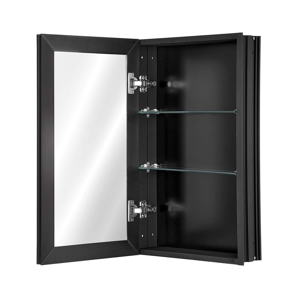 Medicine Cabinet, 14 x 24 inches, Medicine Cabinet for Bathroom with Mirror,  Aluminum Frame Bathroom Wall Cabinet, 2-layer Adjustable Shelves, Recessed & Wall-mounted Installation