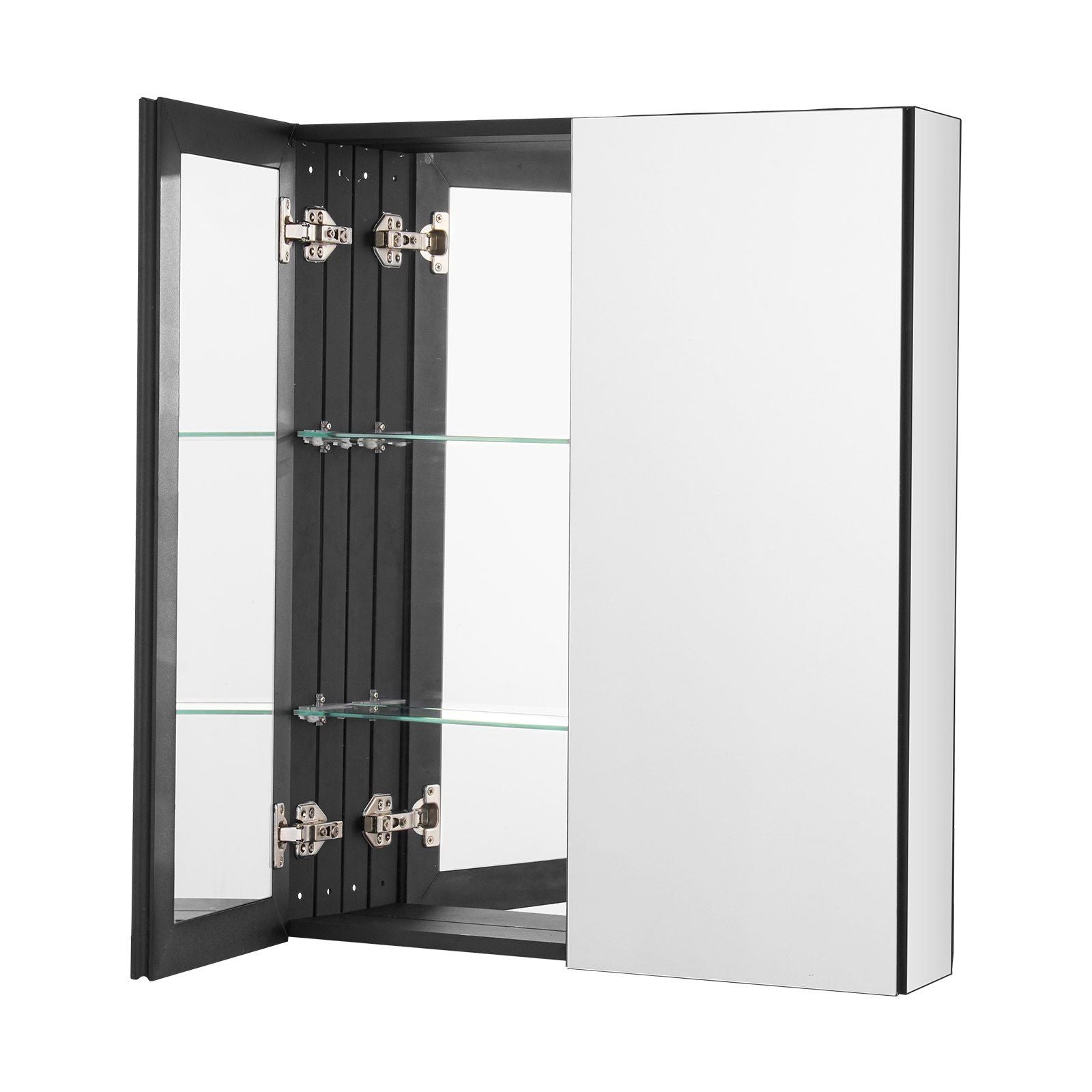 Medicine Cabinet, 26 x 30 inch, Medicine Cabinet for Bathroom with Mirror,  Aluminum Frame Bathroom Wall Cabinet, 2-layer Adjustable Shelves, Recessed & Wall-mounted Installation