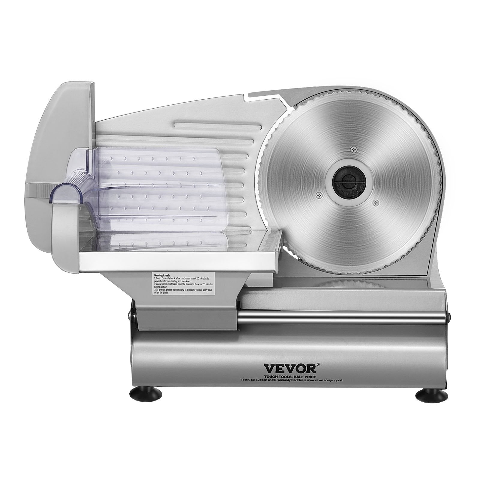 VEVOR Meat Slicer, 180W Electric Deli Food Slicer with 7.5" SUS420 Stainless Steel Blade and Blade Guard, 0 - 0.6 inch Adjustable Thickness for Home Use, Easy to Clean, Cut Meat, Bread, Ham and Cheese