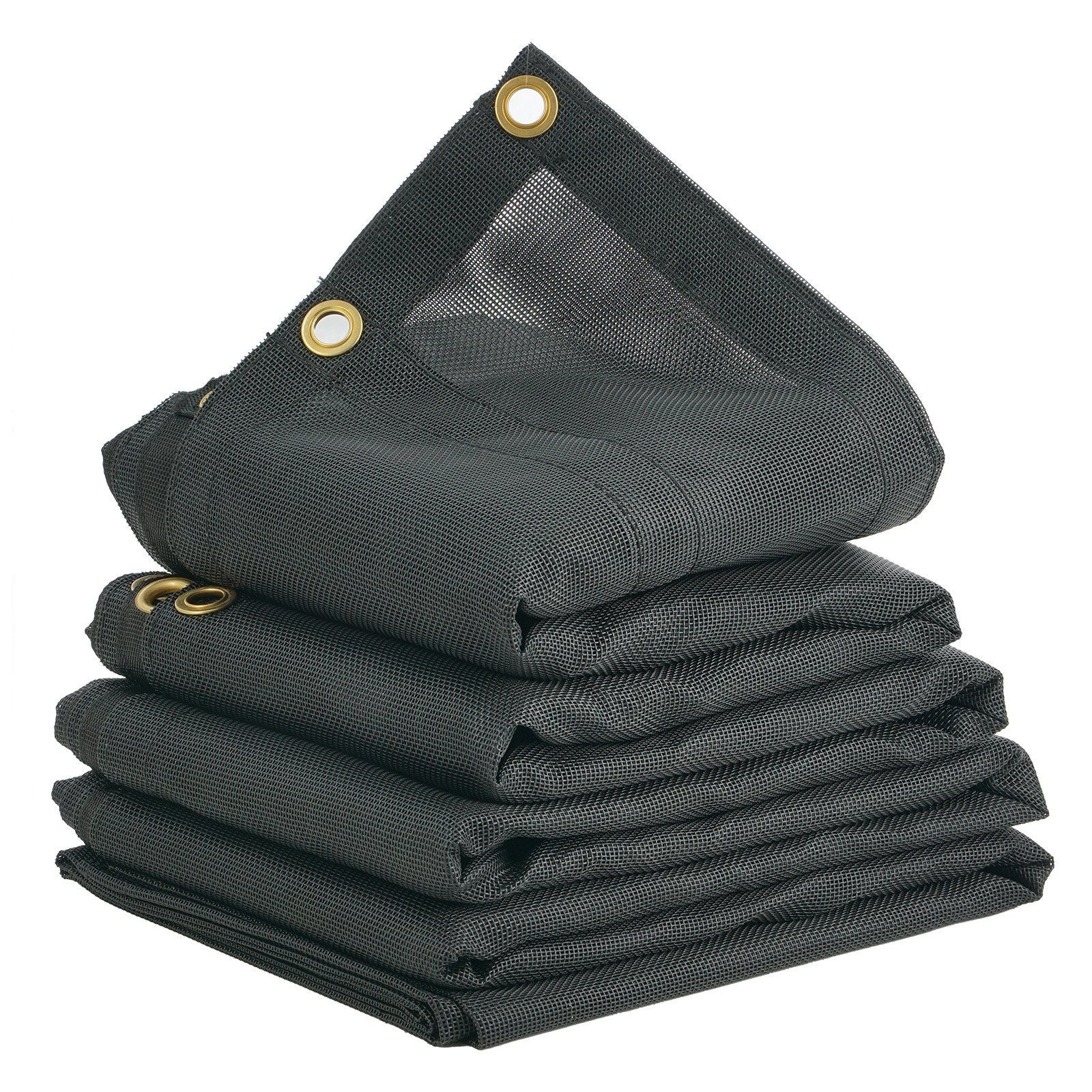 Dump Truck Mesh Tarp, 7 x 14 ft, PVC Coated Black Heavy Duty Cover with 5.5" 18oz Double Pocket, Brass Grommets, Reinforced Double Needle Stitch Webbing Fits Manual or Electric Dump Truck System