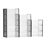 Shoe Storage Boxes, 12 Pack Stackable Shoe Boxes Storage Organizers, Fit up to US Size 11, Plastic Modular Space Saving Sneaker Containers for Storing High Heels, Boots, and Hats, Black Frame