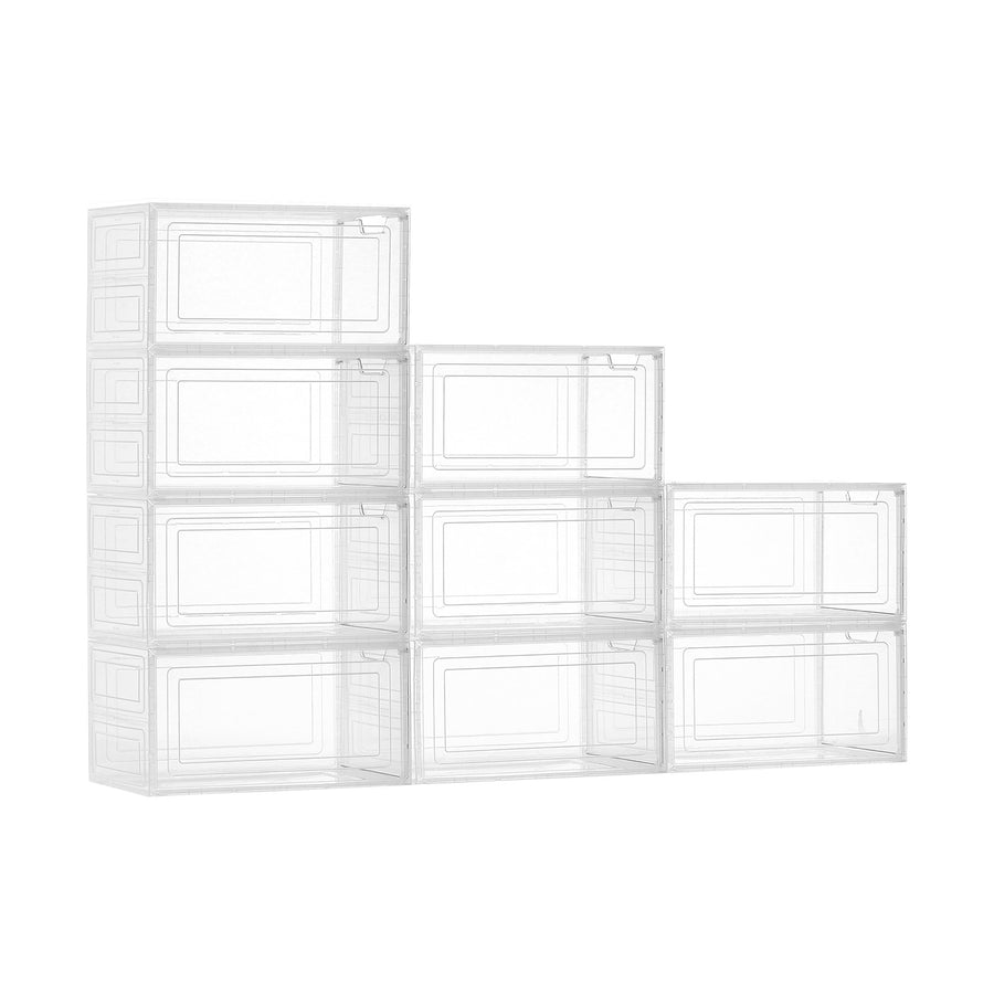 VEVOR Shoe Storage Boxes 9PCS Stackable Shoe Boxes US Size 13 Transparent White