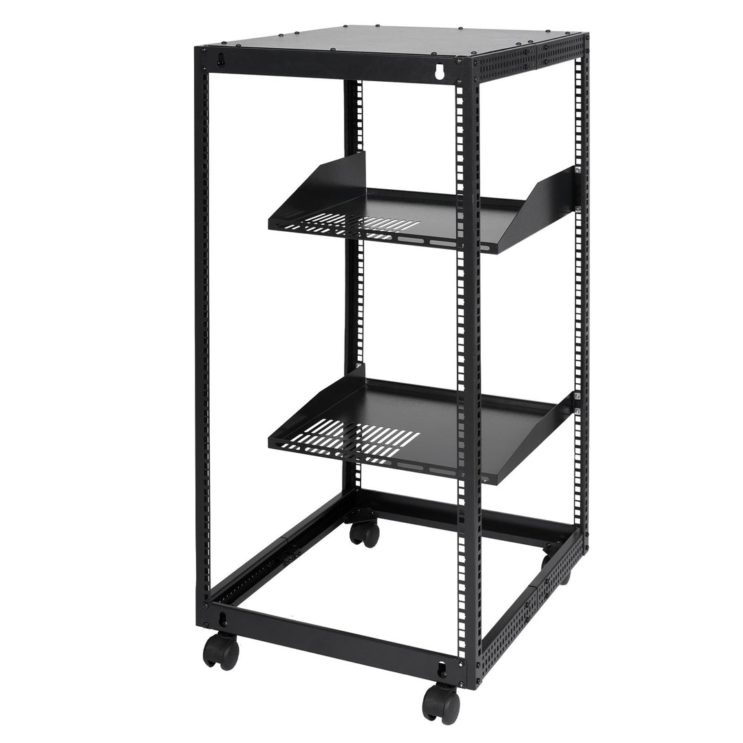 VEVOR 20U Open Frame Server Rack, 15''-40'' Adjustable Depth, Free Standing or Wall Mount Network Server Rack, 4 Post AV Rack with Casters, Holds All Your Networking IT Equipment AV Gear Router Modem