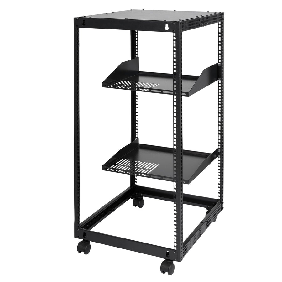 VEVOR 20U Open Frame Server Rack, 15''-40'' Adjustable Depth, Free Standing or Wall Mount Network Server Rack, 4 Post AV Rack with Casters, Holds All Your Networking IT Equipment AV Gear Router Modem
