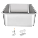 Cat Litter Box, 152 mm Deep, XL Extra Large Stainless Steel Cat Litter Box with Scoop, Wide Filtering Foot Board & High Sides, Enclosed Odor-Free Easy-to-Clean Litter Box, Fit for Big Cats