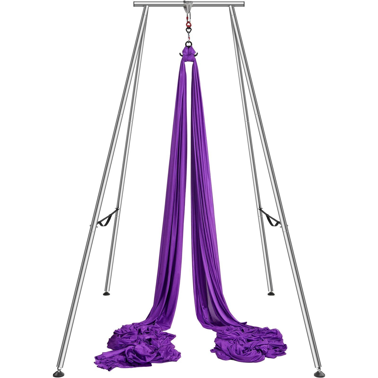 Aerial Yoga Frame & Yoga Hammock, 2950 mm Height Professional Yoga Swing Stand Comes with 12 m Length Aerial Hammock, Max 250 kg Load Capacity Yoga Rig for Indoor Outdoor Aerial Yoga, Purple