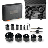 Hole Saw Kit, 11 PCS Saw Blades, 2 Drill Bits, 1 Hex Wrench, Bi Metal M42 Hole Saw Set with Carrying Case, General Purpose Size from 3/4" to 3", Ideal for Wood Board, Iron and Plastic Plate