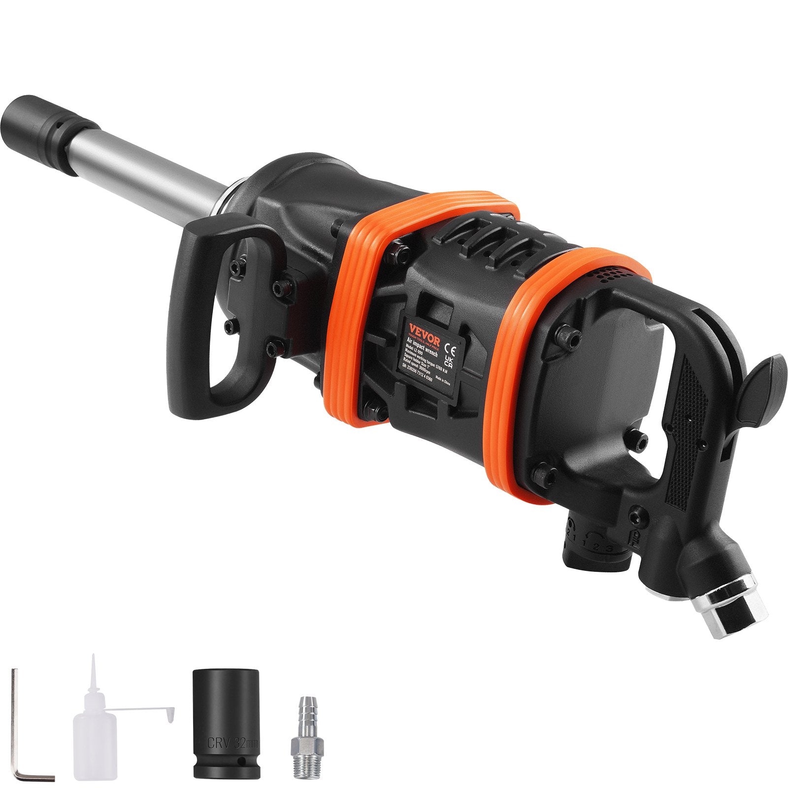 1 Inch Air Impact Wrench, Up to 5175 ft-lbs Beast Reverse Torque Output Pneumatic Impact Gun w/ 8 Inch Extended Anvil for Repairs_nd_aintenance of Heavy Duty Machinery / Semi-Truck / Bus