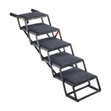 Dog Stairs for Car, 5 Steps Extra Wide Foldable Dog Ramp for Large Dogs with Non-Slip Rug Surface, Portable Lightweight Pet Ladder for Car, SUV, Truck, High Beds, Sofas, Support up to 91 kg