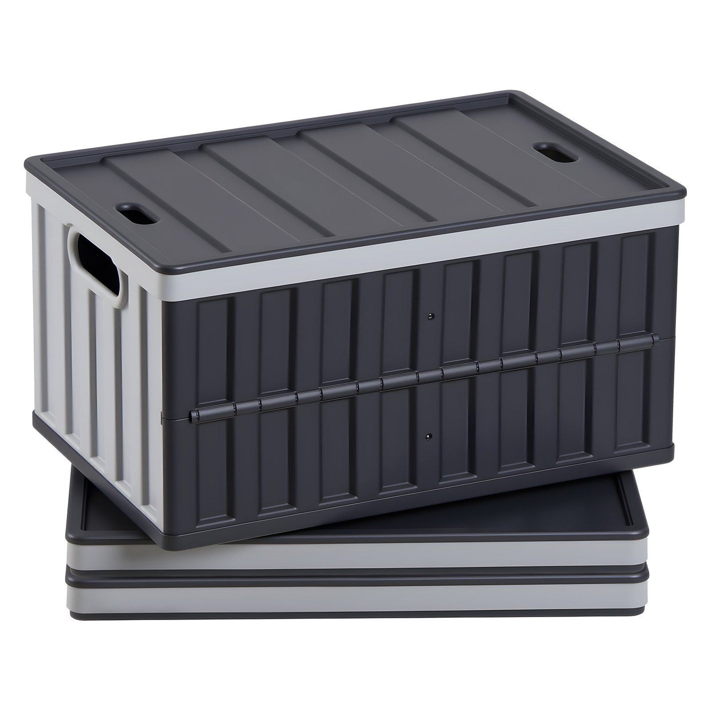Plastic Collapsible Storage Bins with Lids, 65L 3 Packs, Stackable Folding Storage Crates with Handles, Holds 38 kg Per Bin, Heavy Duty Containers, Space-Saving Baskets, for Home Organizing
