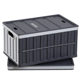 Plastic Collapsible Storage Bins with Lids, 65L 2 Packs, Stackable Folding Storage Crates with Handles, Holds 38 kg Per Bin, Heavy Duty Containers, Space-Saving Baskets, for Home Organizing