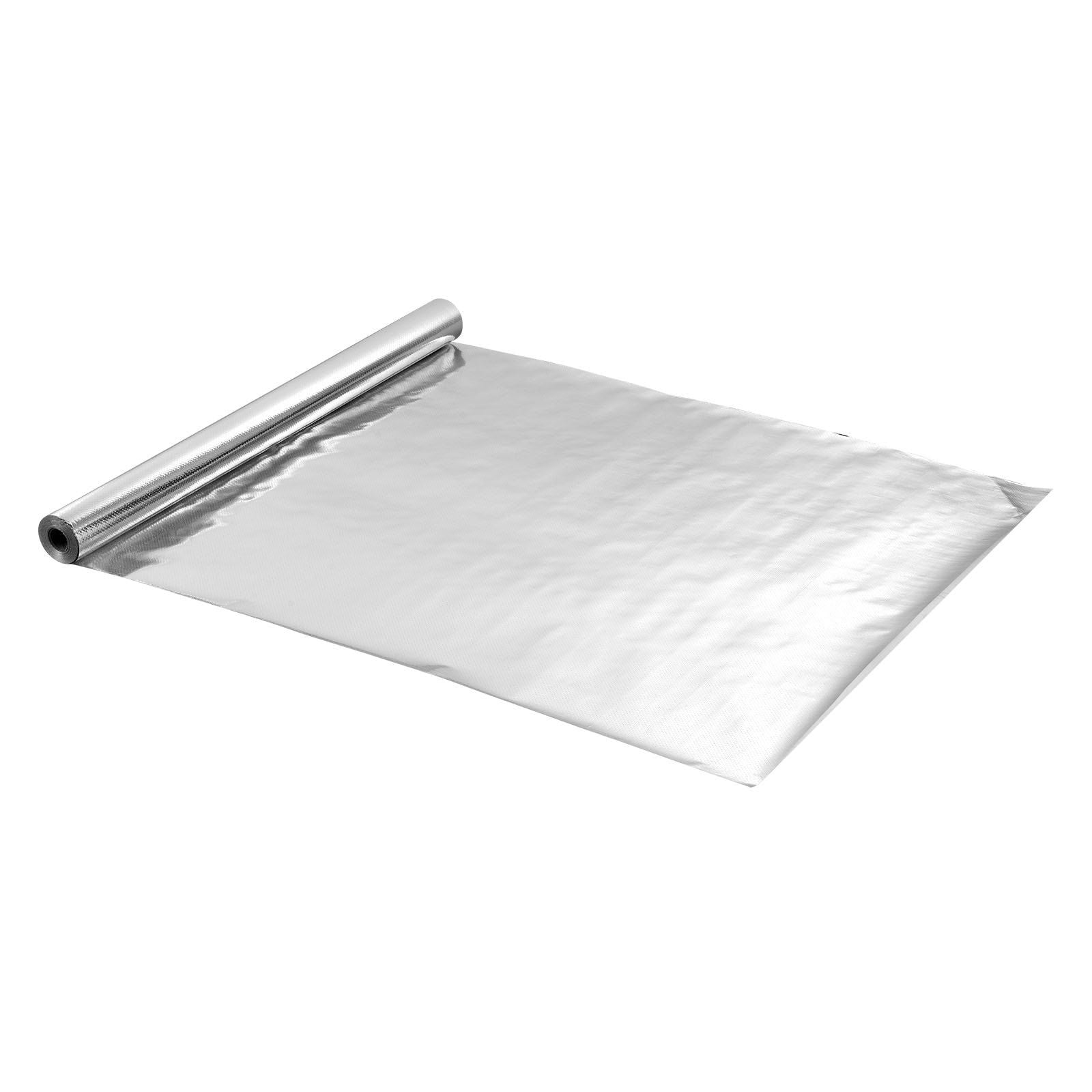 Double Reflective Insulation Roll, Perforated Woven Fabric Radiant Barrier, 0.15mm 76.2m x 1.22m, Double-Sided Aluminum Foil Heat Reflective Shield, Thermal Insulation Roll for Window RV Roof