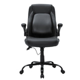 Executive Office Chair with Cutting-edge Adjustable Lumbar Support, High Back PU Leather Office Chair Ergonomic for Back Pain, with Padded Flip-up Arms
