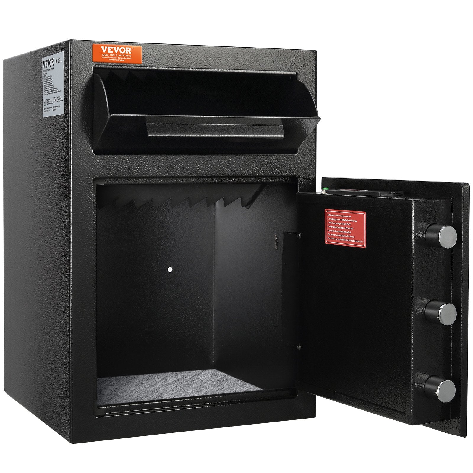 VEVOR 2.5 Cub Depository Safe, Deposit Safe with Drop Slot, Electronic Code Lock and 2 Emergency Keys, 20.27'' x 13.97'' x 13.97'' Business Drop Slot Safe for Cash, Mail in Home, Hotel, Office
