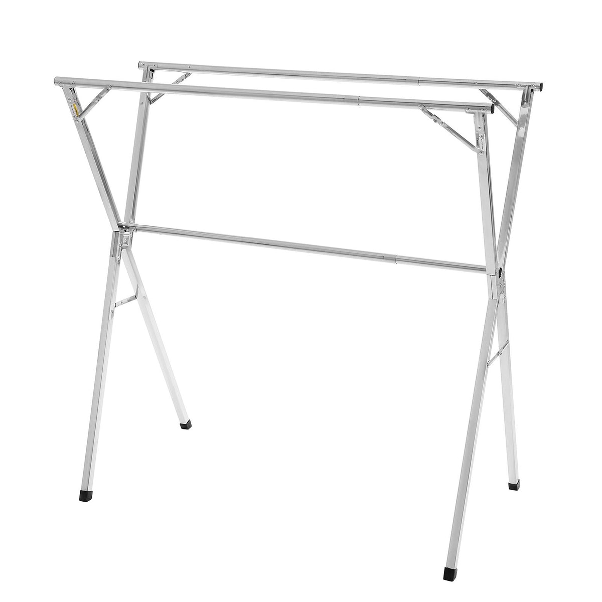 2-Tier Telescopic Clothes Drying Rack w/ 30 Windproof Holes & 2 Shoe Hooks