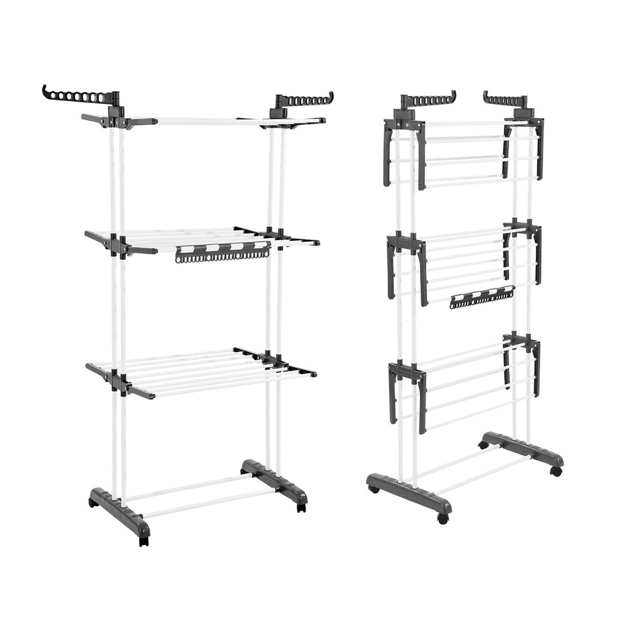 VEVOR 4-Tier Foldable Clothes Drying Rack with 24 Drying Poles and 4 Castors