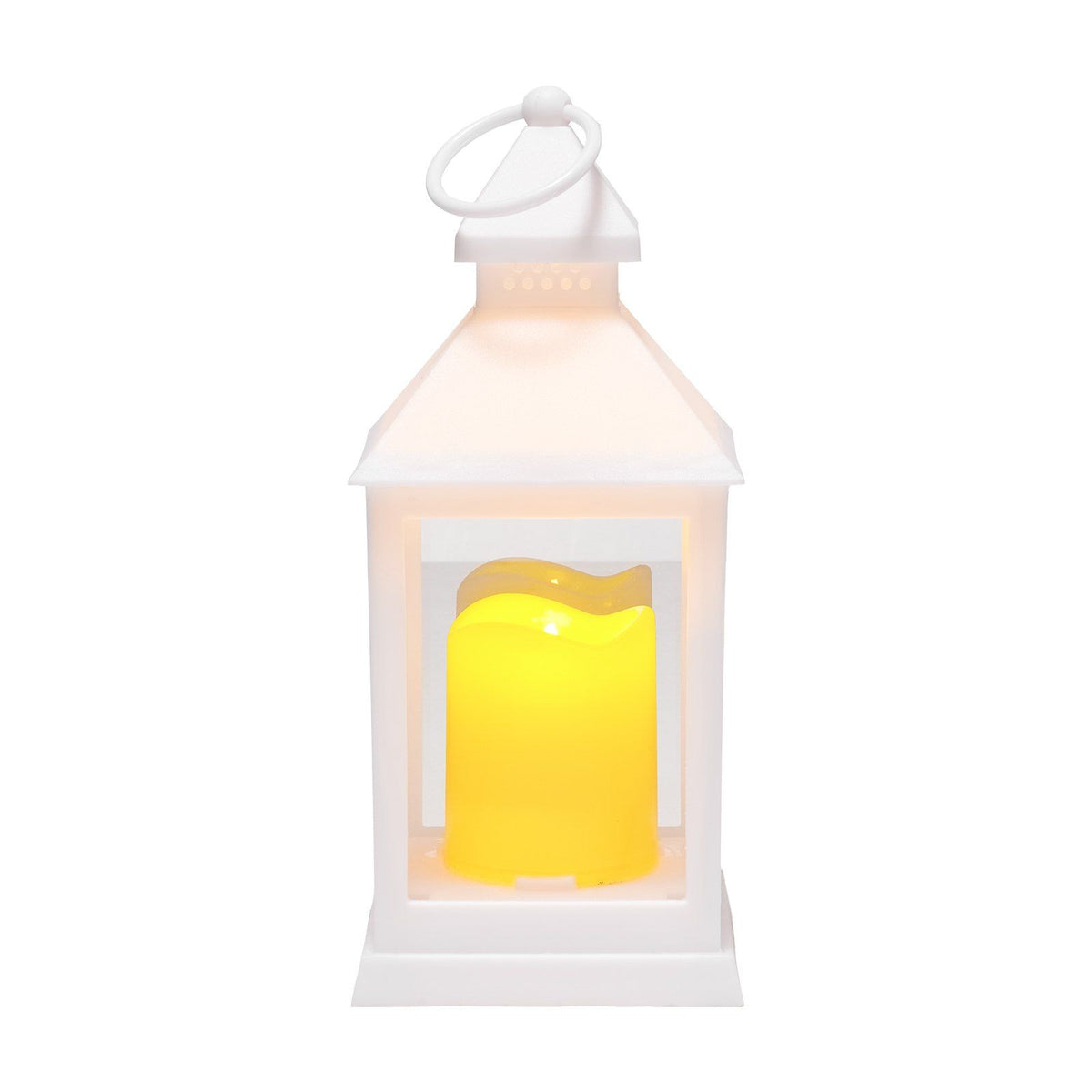 12 Pcs Decorative Candle Lantern, LED Electric Flameless Candle, Plastic LED Holder with Glass, Wall Hanging Indoor Porch Lanterns for Wedding Table Party Farmhouse Indoor Decor, White