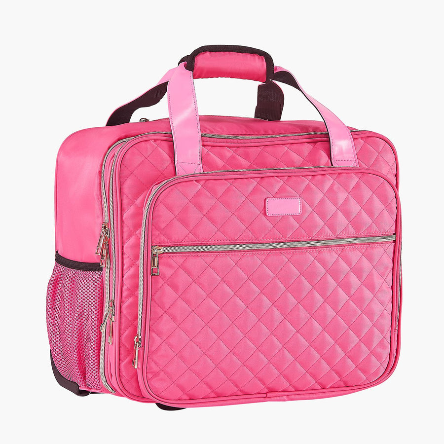 Rolling Laptop Bag, Fits Up to 17.3 Inch Laptop, Wheeled Briefcase, Roller Computer Tote Bag with 2 Fixed Wheels & Telescoping Handle, Laptop Case for Work Travel Business Office, Red