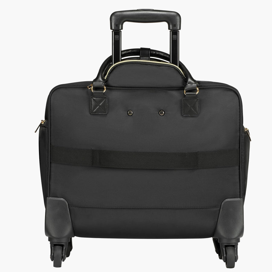 Rolling Laptop Bag, Fits Up to 17.3 Inch Laptop, Wheeled Briefcase, Roller Computer Tote Bag with 4 Spinner Wheels & TSA Lock, Laptop Case for Work Travel Business, Women & Men (Black Gold)