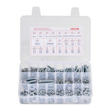 2250 Pcs Bolts and Nuts Assortment Kit, Metric + Imperial Machine Screws and Flat Washers, Alloy Steel M3/M4/M5/M6/M8 Multiple Size, for Equipment/Vehicle Assembly,Galvanized White