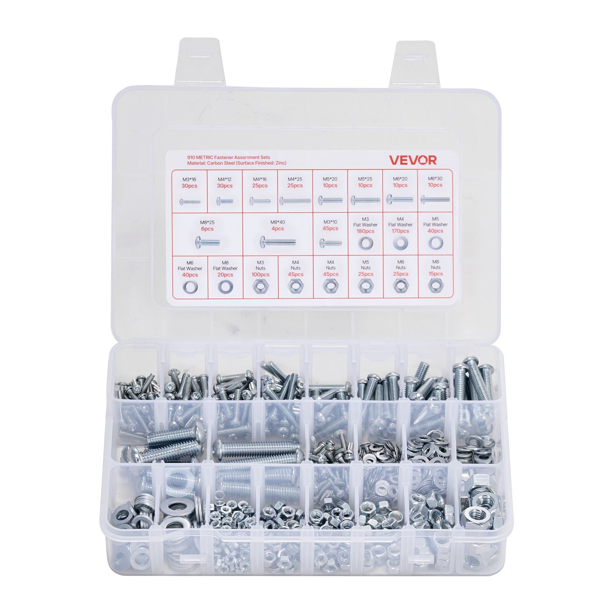 2250 Pcs Bolts and Nuts Assortment Kit, Metric + Imperial Machine Screws and Flat Washers, Alloy Steel M3/M4/M5/M6/M8 Multiple Size, for Equipment/Vehicle Assembly,Galvanized White