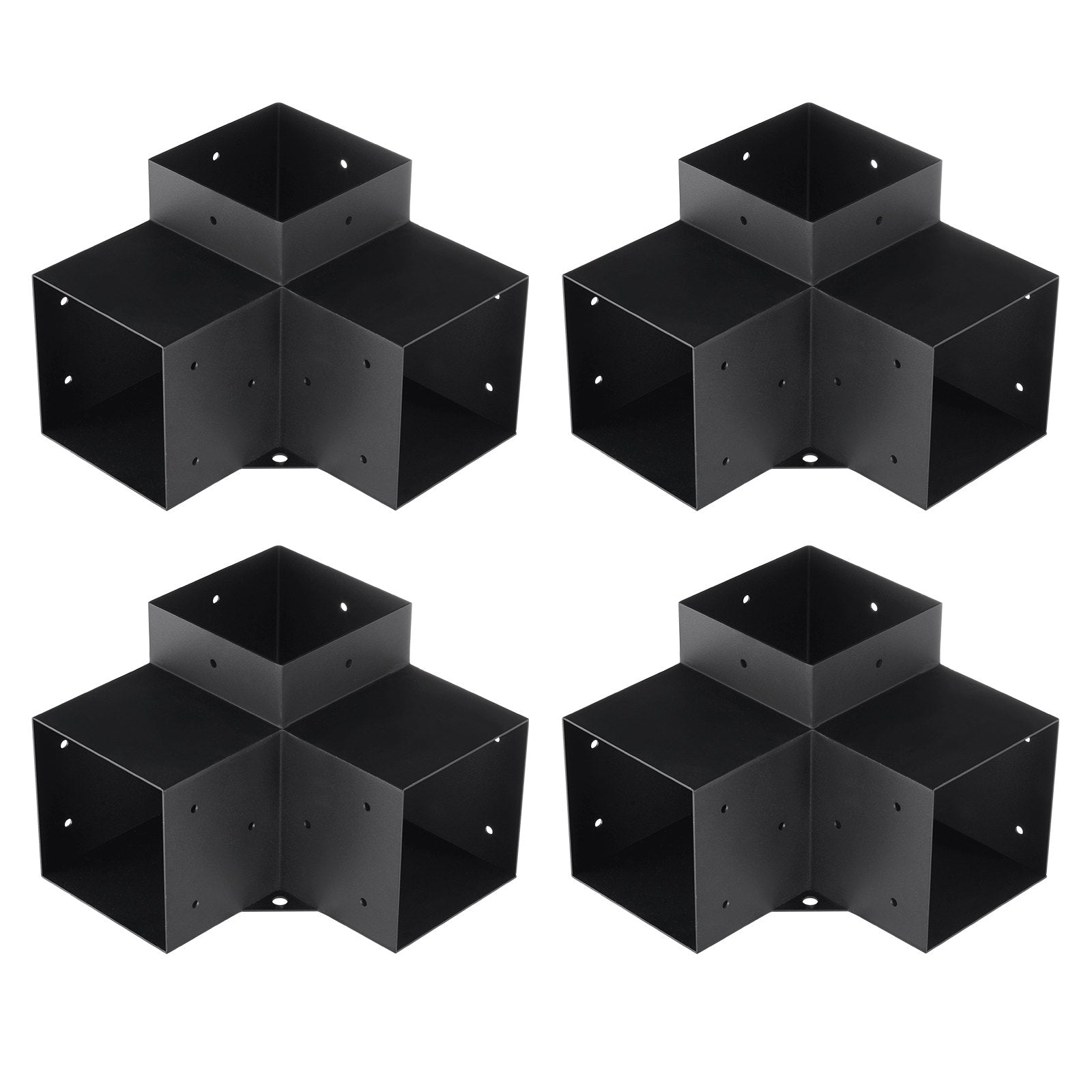 Pergola Bracket Kit 152x152mm, 4pcs 3-Way Heavy Duty Corner Bracket Woodworks DIY Post Base Kit, Easy Installation Wooden Beams for Gazebos, Patio Pergolas, Log Cabin Outdoor Pergola Hardware