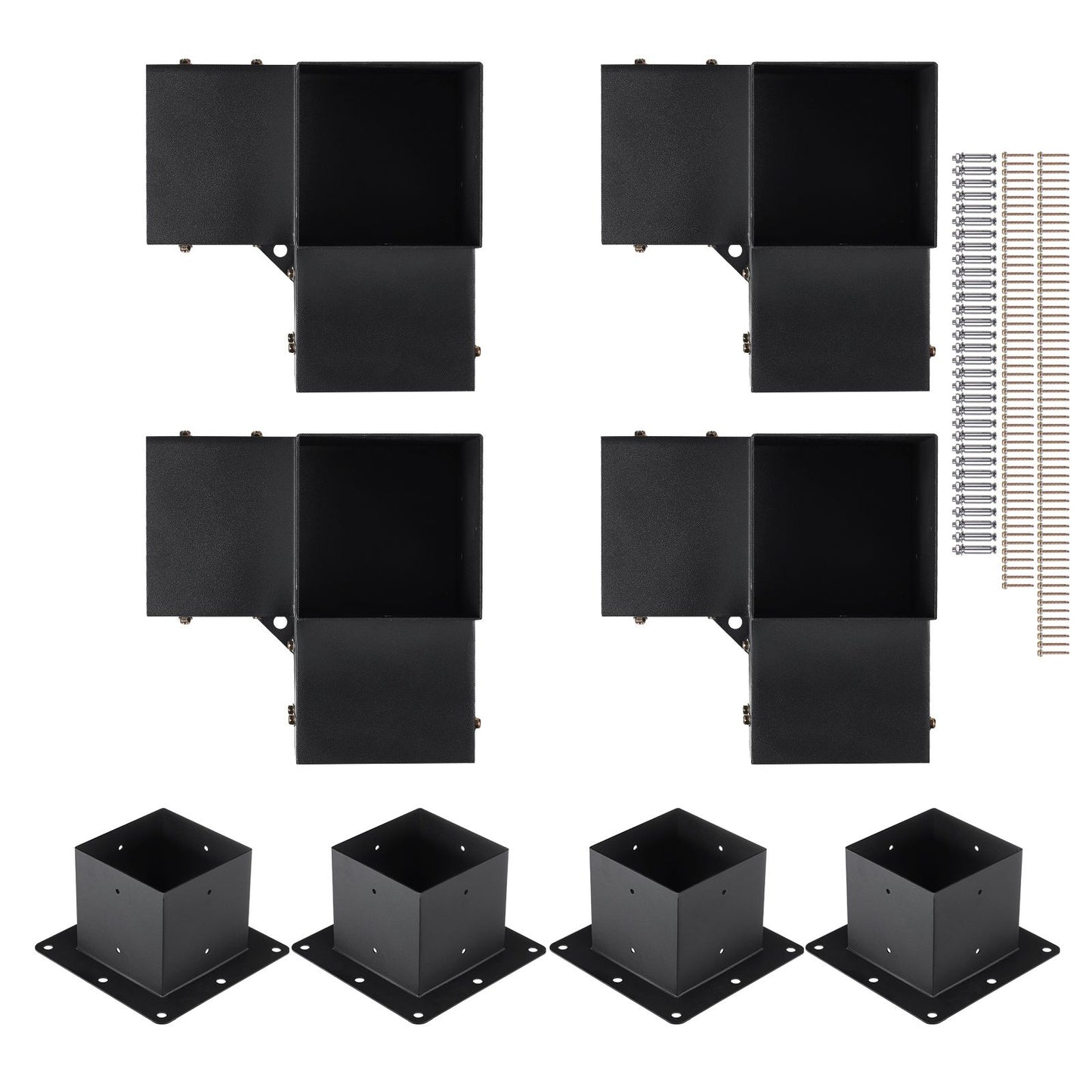 Pergola Bracket Kit 152.4 x 152.4 mm, 8pcs 3-Way Heavy Duty Corner Bracket Woodworks DIY Post Base, Easy Installation Wooden Beams for Gazebos, Patio Pergolas, Log Cabin Outdoor Pergola Hardware