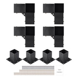 Pergola Bracket Kit 4''x4''(inner 3.6''x3.6''), 8pcs (4pcs 3-Way,4pcs Base) Heavy Duty Corner Bracket Woodworks DIY Post Base Kit, Easy Installation Wooden Beams for Gazebos, Patio Pergolas, Log Cabin Outdoor