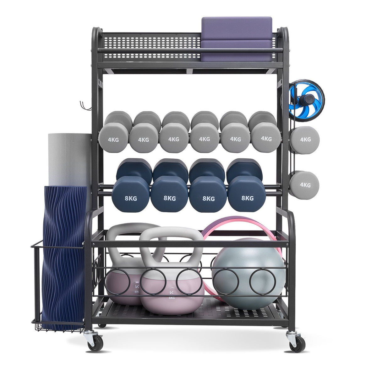 Home Gym Workout Equipment Organizer Yoga Mat Storage Weight Rack Dumbbell 870 x 405 x 1010 mm