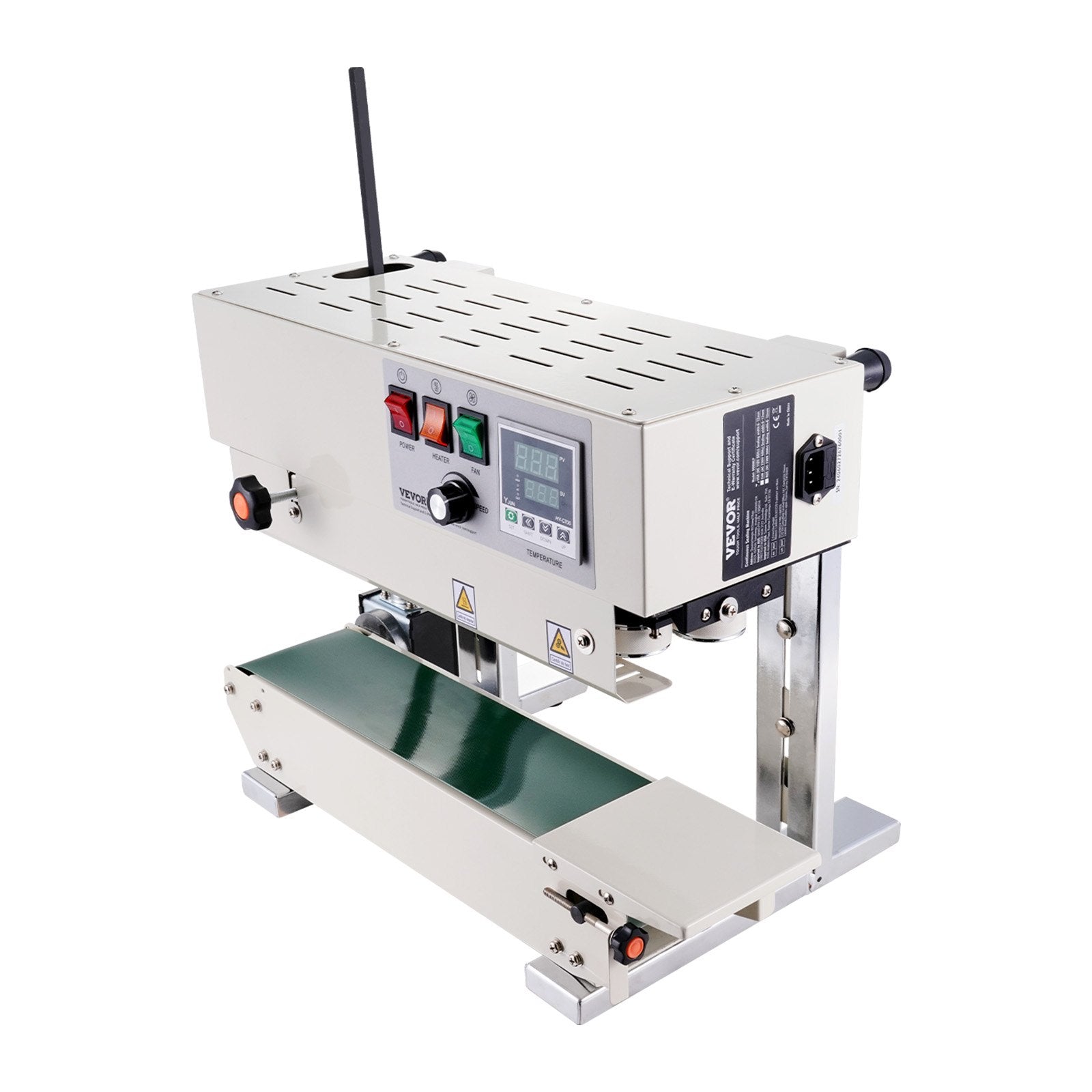 VEVOR Continuous Bag Band Sealing Machine, 6-12 mm Sealing Width, Vertical Band Sealer Machine with Digital Temperature Control, Carbon Steel Bag Sealer for 0.02-0.8 mm Plastic Bags Films Membrane