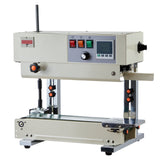 Continuous Bag Band Sealing Machine, 6-12 mm Seal Width, Vertical Band Sealer Machine with Roller Printing , Temp & Speed Adjustable, Commercial Heat Sealer Machine for 0.03-0.8 mm Plastic Bags