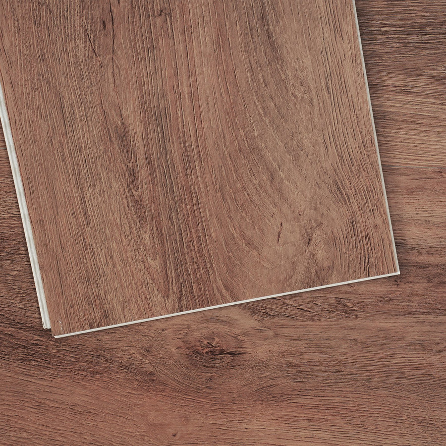 VEVOR Interlocking Vinyl Floor Tiles 48 x 7.3 inch, 10 Tiles 5.5mm Thick Snap Together, Deep Brown Wood Grain DIY Flooring for Kitchen, Dining Room, Bedrooms & Bathrooms, Easy for Home Decor