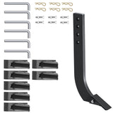 Box Blade Shank, 46.6 cm Scarifier Shank, 4 Holes Box Scraper Shank, Ripper Shank with Removable Tapered Teeth and Pins, Adjustable Shanks Assembly for Replacement, Digging, Plowing, 6PCS