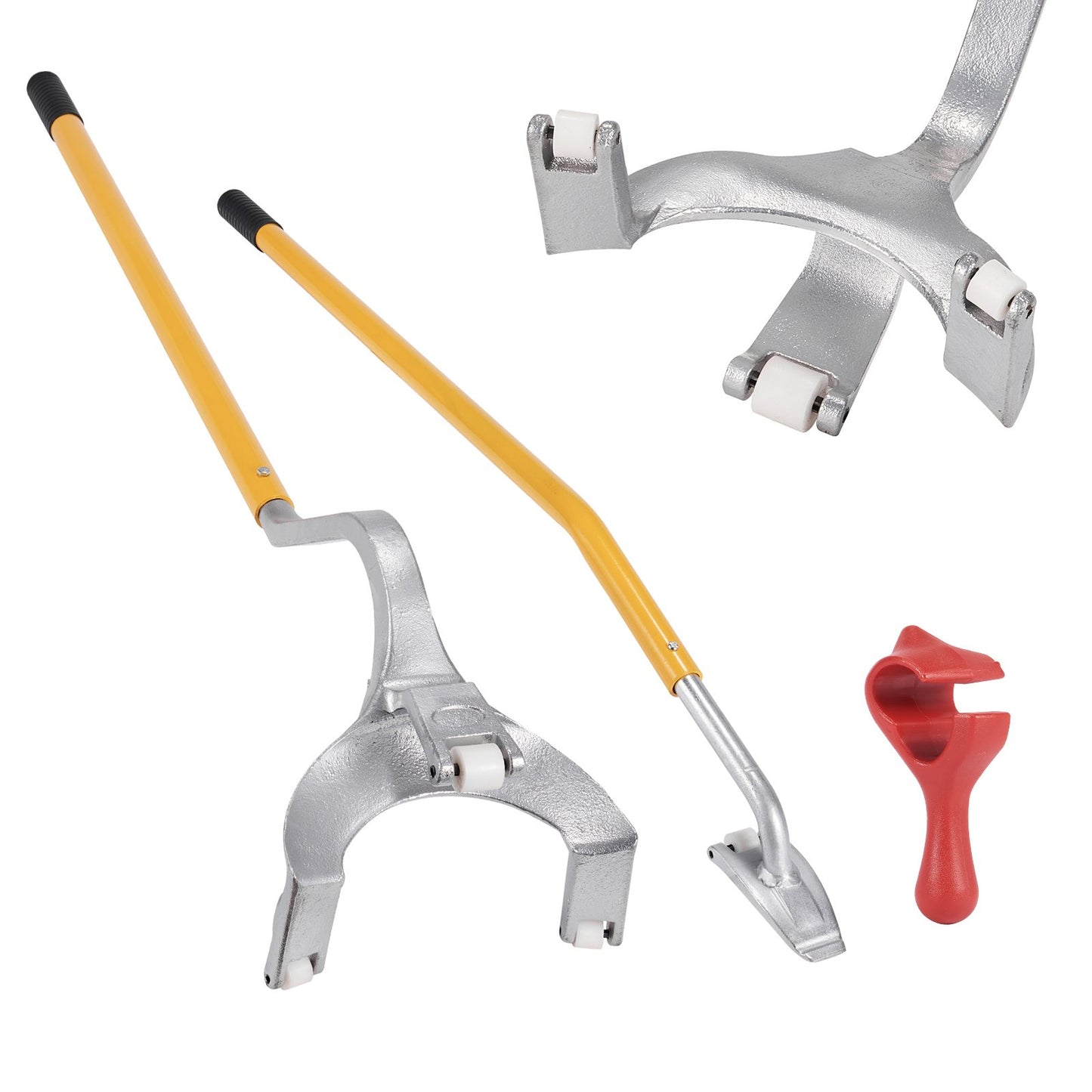 Tire Mount Demount Tool, 571- 622 mm Manual Steel Tire Changer Mount Demount Removal Tool, with Extra Bead Holder, Tubeless Truck Bead Breaker, 3 PCS Tire Changing Tools, Orange