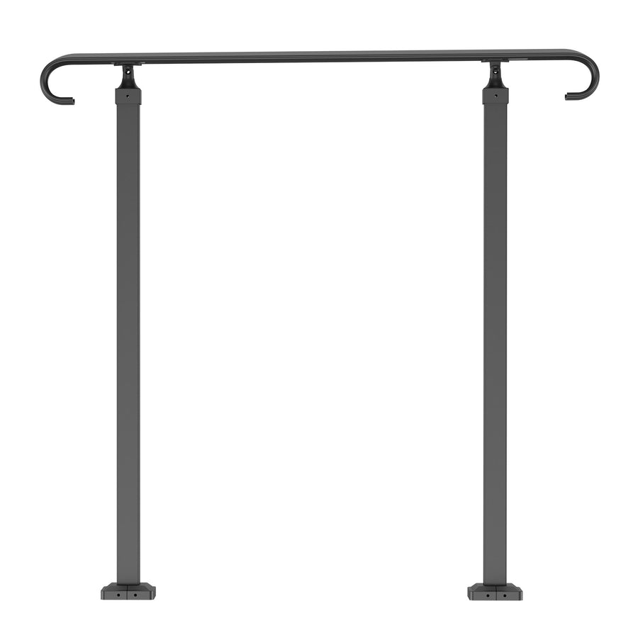 VEVOR Handrails for Outdoor Steps, Fit 1-3 Steps Outdoor Stair Railing, Wrought Iron Handrail, Adjustable Front Porch Hand Rail, Black Transitional Hand railings for Concrete Steps or Wooden Stairs