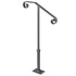 Handrails for Outdoor Steps, Fit 1 or 2 Steps Outdoor Stair Railing, Single Post Wrought Iron Handrail, Gray Transitional Porch Railings for Concrete Steps or Wooden Stairs with Base