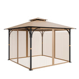 Gazebo Netting Replacement, Fit Most 10 x 10 x 7 FT Gazebo Curtain, Outdoor Garden Net, 4-Panel Sidewall Mesh Net, Patio Midge Netting with Double Zipper, Canopy Screen (Netting Only)