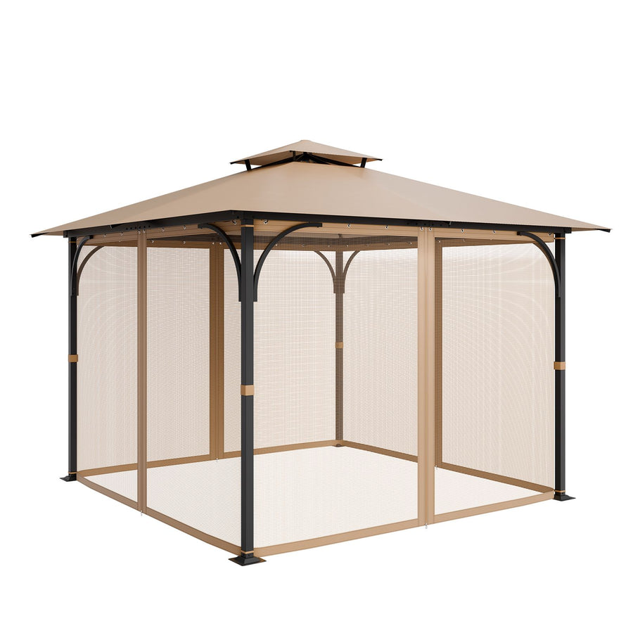 Gazebo Netting Replacement, Fit Most 10 x 10 x 7 FT Gazebo Curtain, Outdoor Garden Net, 4-Panel Sidewall Mesh Net, Patio Midge Netting with Double Zipper, Canopy Screen (Netting Only)