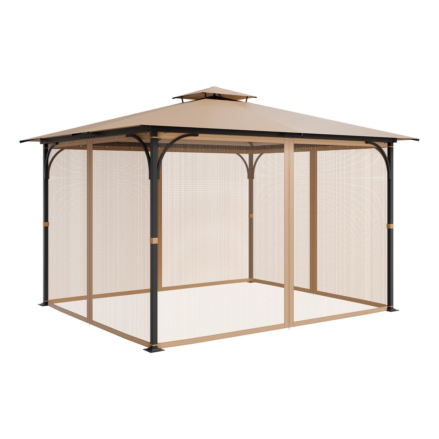 Gazebo Netting Replacement, Fit Most 10 x 12 x 7.3 FT Gazebo, Outdoor Garden Gazebo Net, 4-Panel Sidewall Mesh Gazebo Curtain, Patio Midge Netting with Double Zipper, Canopy Screen (Netting Only)