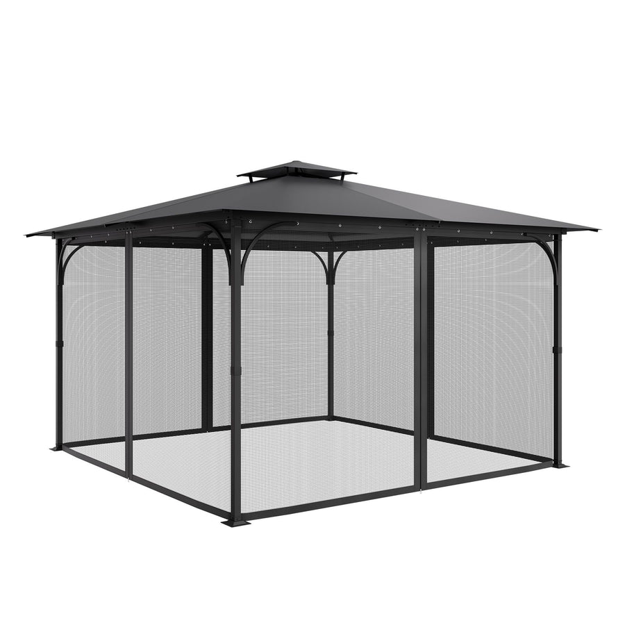 Gazebo Netting Replacement, Fit Most 12 x 12 x 7.5 FT Gazebo Curtain, Outdoor Garden Net, 4-Panel Sidewall Mesh Net, Patio Midge Netting with Double Zipper, Canopy Screen (Netting Only)