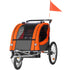 Bike Trailer for Toddlers, Kids, Double Seat, 40 kg Load, 2-In-1 Canopy Carrier Converts to Stroller, Tow Behind Foldable Child Bicycle Trailer with Universal Bicycle Coupler, Orange and Gray