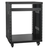 12U AV Rack Stand, 136.08kg Capacity, Network Stereo Recording Studio Rack with Lockable Caster Wheels Round & Square Holes, Special Vent for 482.6 mm Audio Video Musical & IT Equipment Mounting
