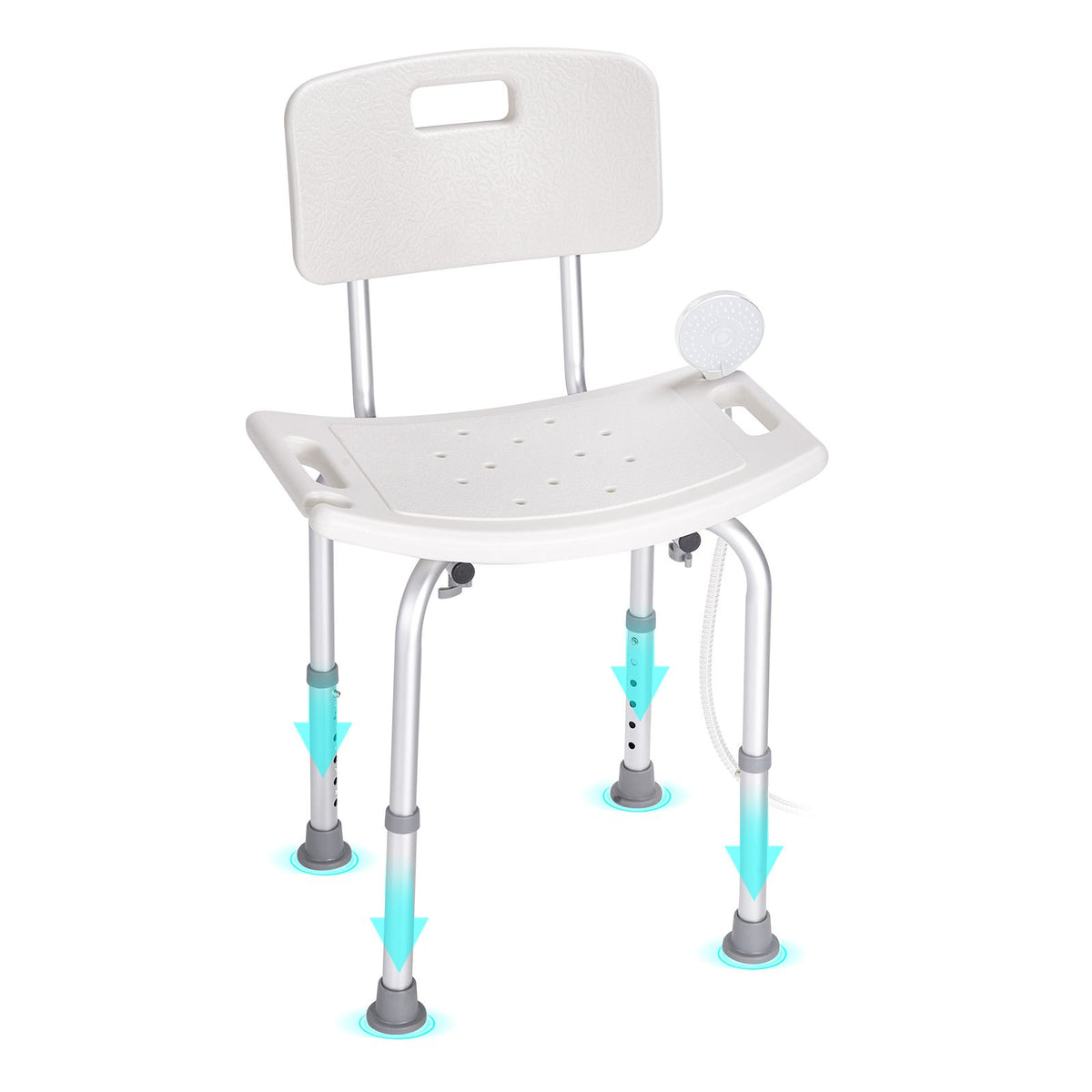 Shower Chair, Shower Seat with Back, Adjustable Height Shower Stool, Shower Chair for Inside Shower Bathtub, Non-slip Bathroom Bench Bath Chair for Elderly Disabled Handicap, 158.8 kg Capacity