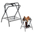 Folding Saddle Rack, 28 x 19 x 37.5 in, 2 Packs Freestanding Horse Saddle Stand, Portable Horse Blanket Holder, Heavy Duty Steel Saddle Rack for English & Western Saddles, Tack Storage, Black