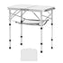 Folding Camping Table, Adjustable Height Portable Side Tables, Aluminum MDF Beach Table with Mesh Layer, Carrying Handle, Lightweight Compact for Outdoor Picnic BBQ Cooking, 24x16in, Silver