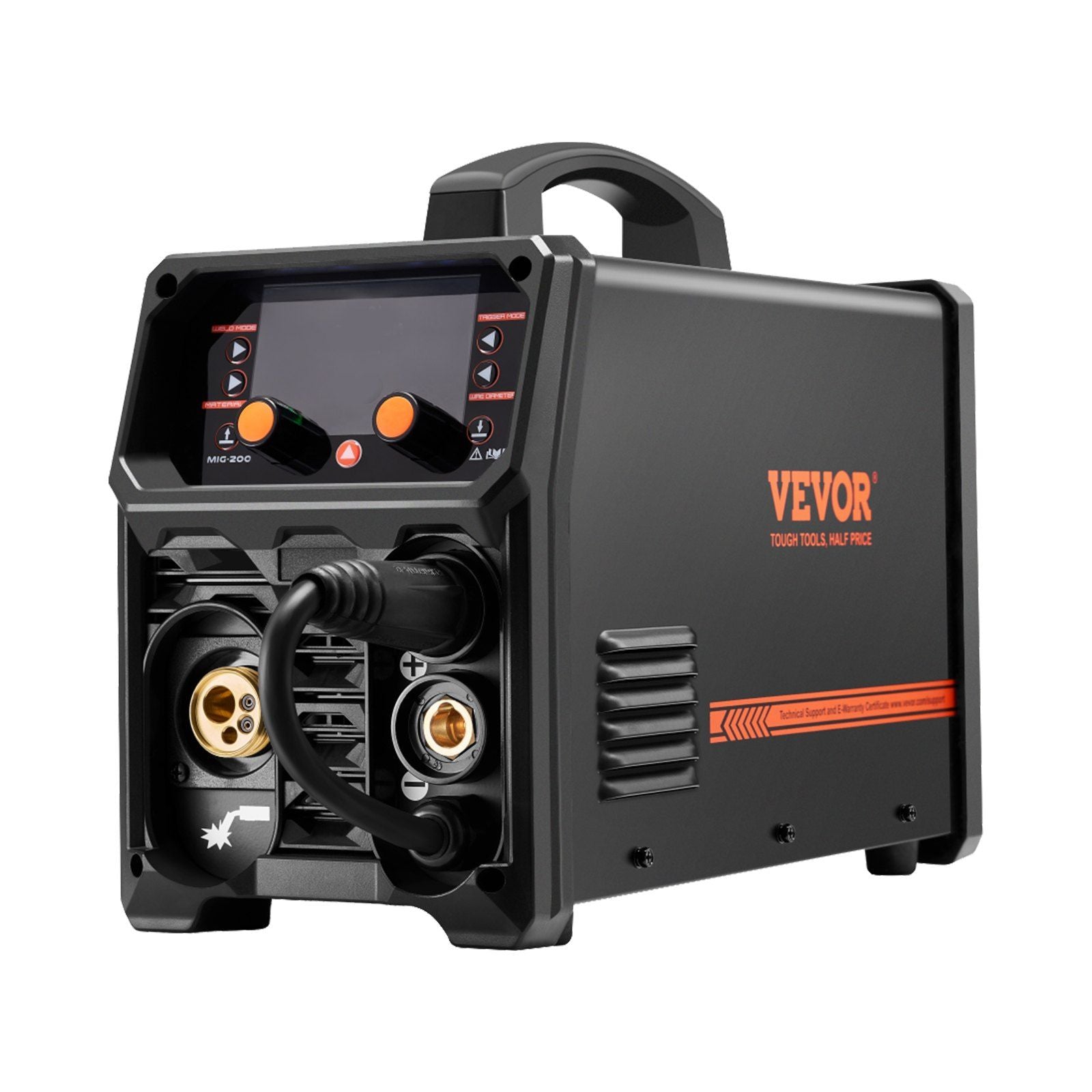 MIG Welder, 200A Synergic Mig Welding Machine, 4-in-1 Gas MIG/Flux Core MIG/Stick/Lift TIG Multi-Process Welder Machine with IGBT Inverter Technology and LCD Screen Display