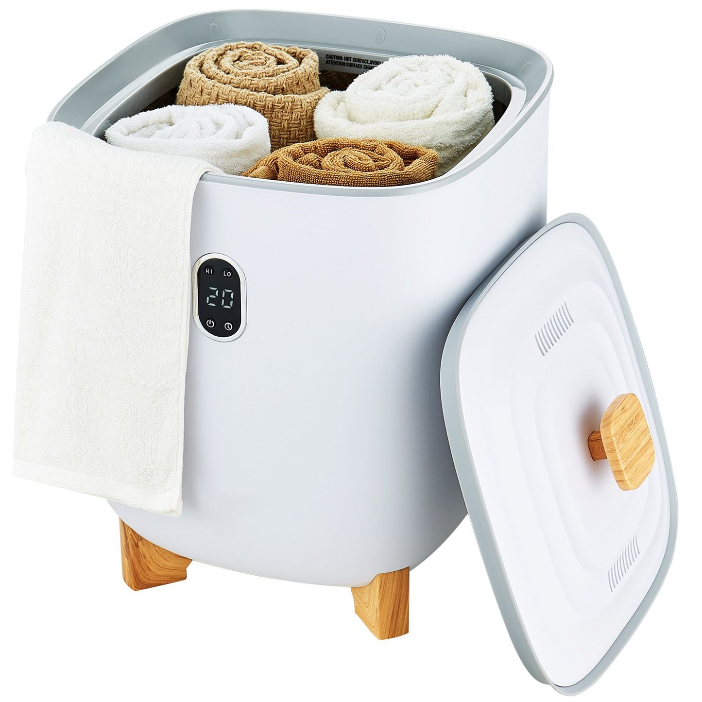25L Towel Warmer Bucket with LED Screen Bottom Heating Columns Timer White